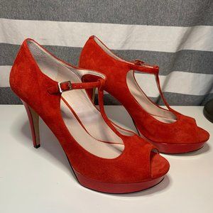 Vince Camuto Red Suede Strappy Heels